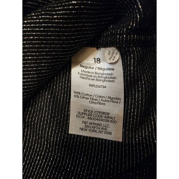 Calvin Klein Button Up Long Sleeve Boys Size 18 Black Silver Glitter Slim Fit - Picture 7 of 8